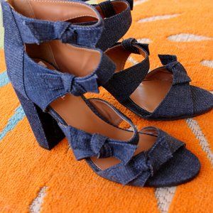 NEW* Indigo denim high heels with bow ties